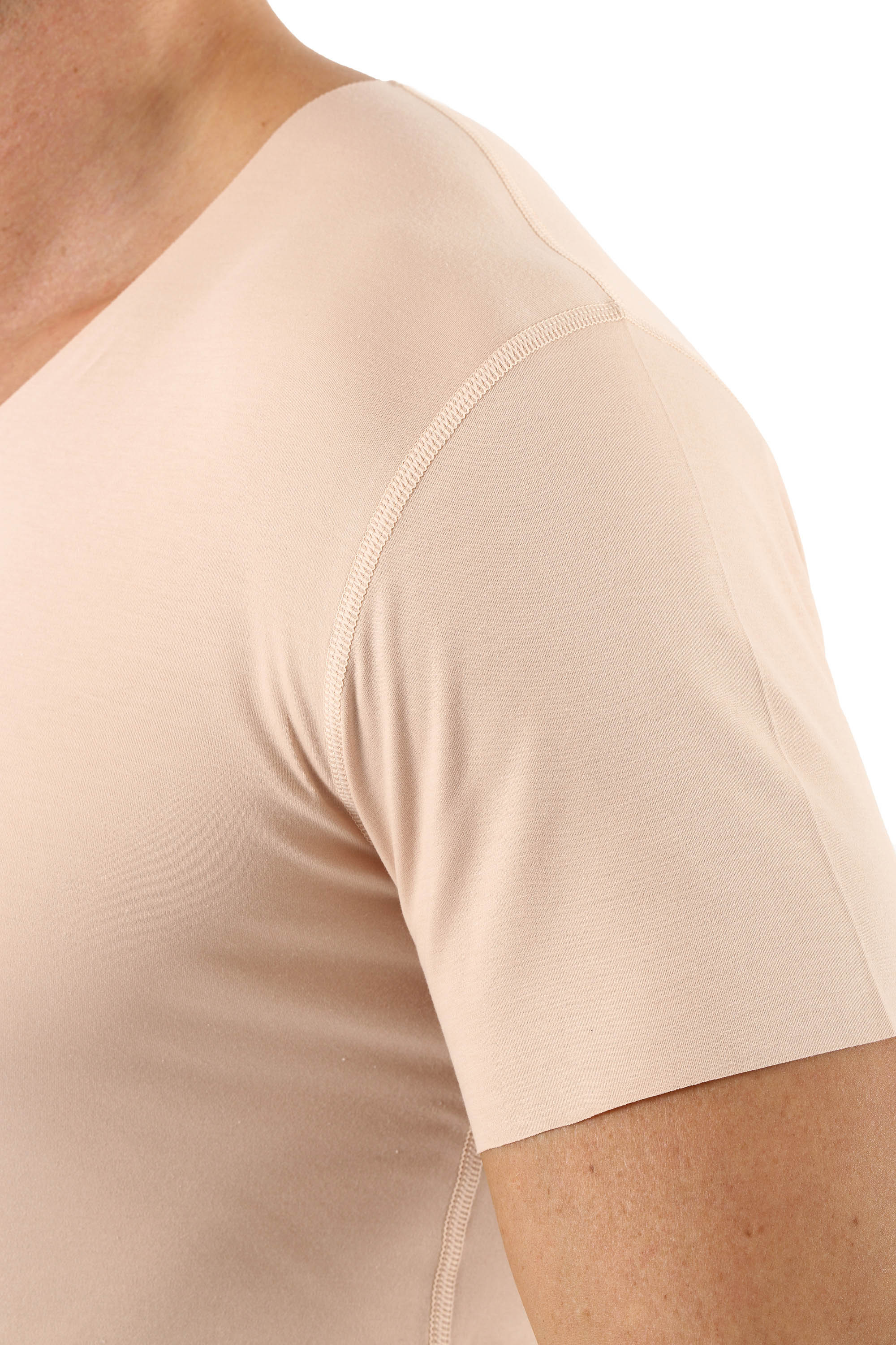 Herren Unterhemd unsichtbar Lasercut ohne Saum Clean Cut V-Ausschnitt Kurzarm