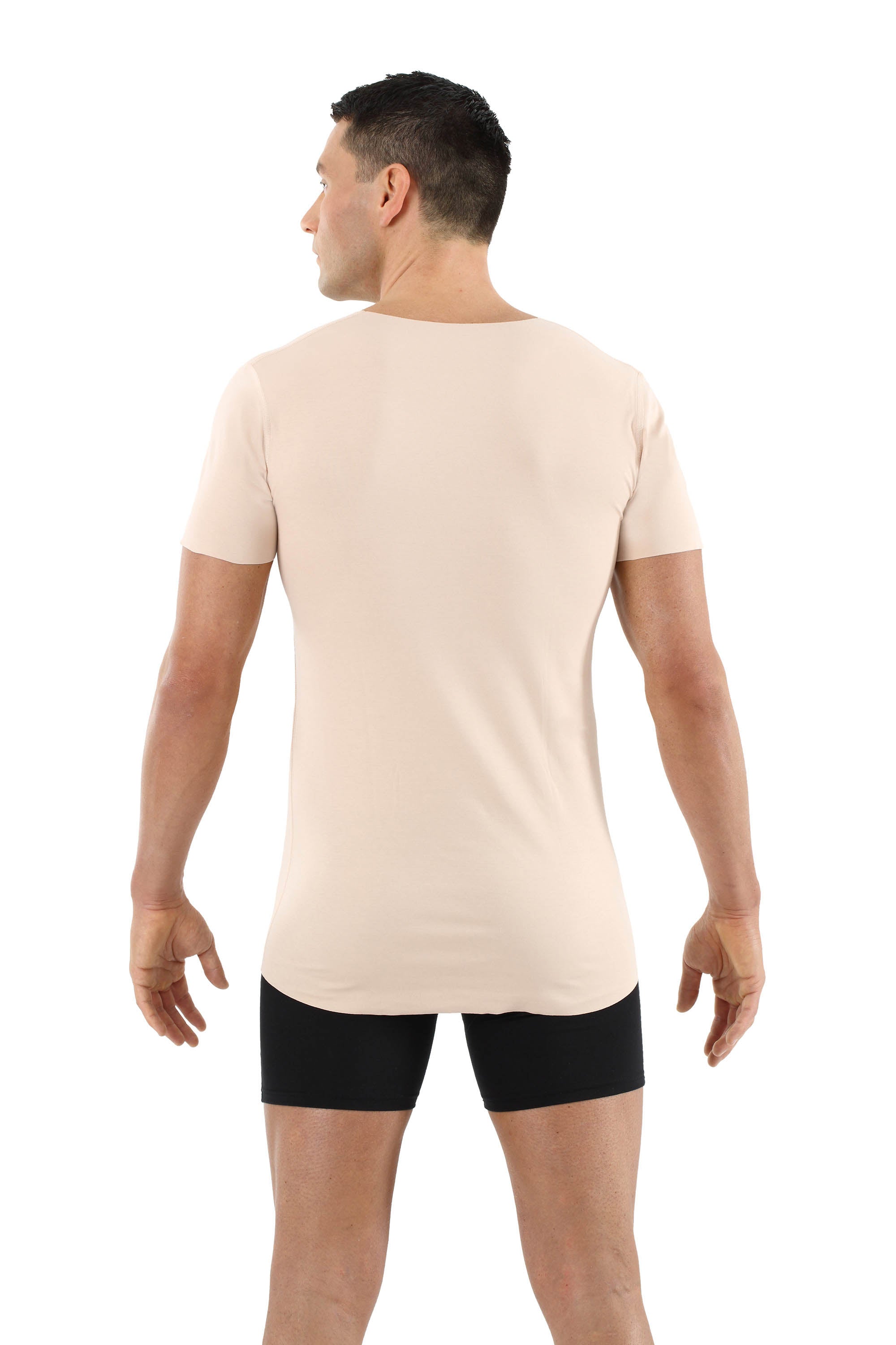 Herren Unterhemd unsichtbar Lasercut ohne Saum Clean Cut Deep-V Kurzarm