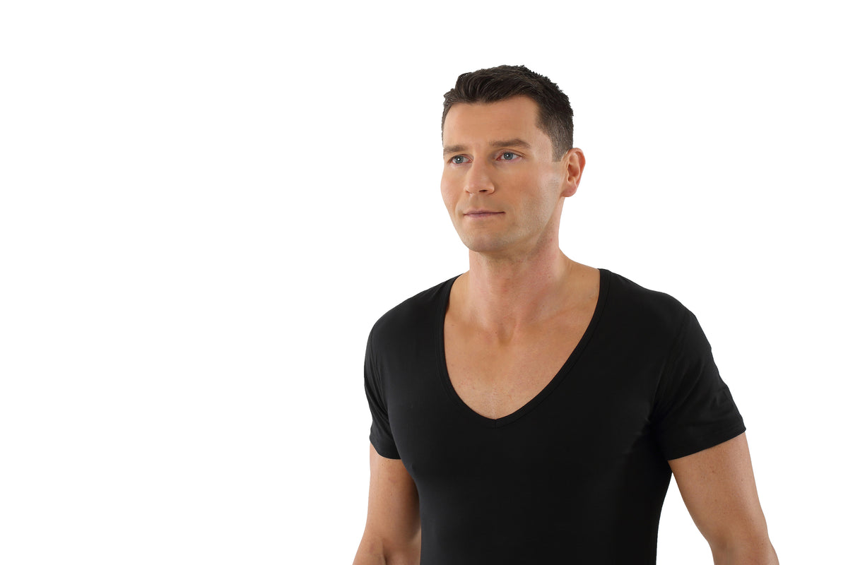 Maglietta intima scollo a V Manica corta Uomo · Performance Merino-TENCEL™ Auckland Nero