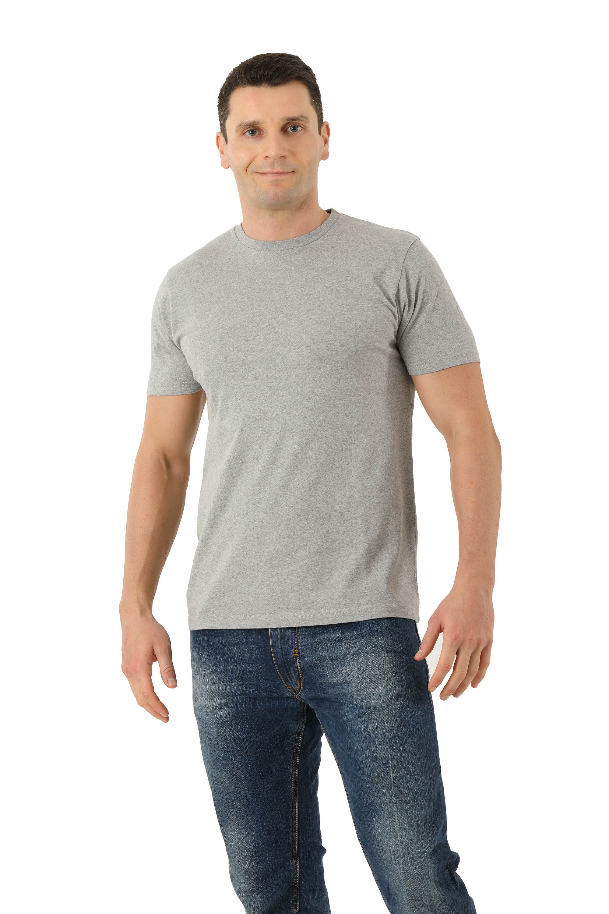 Herren T-Shirt Biobaumwolle Rundausschnitt grau mélange