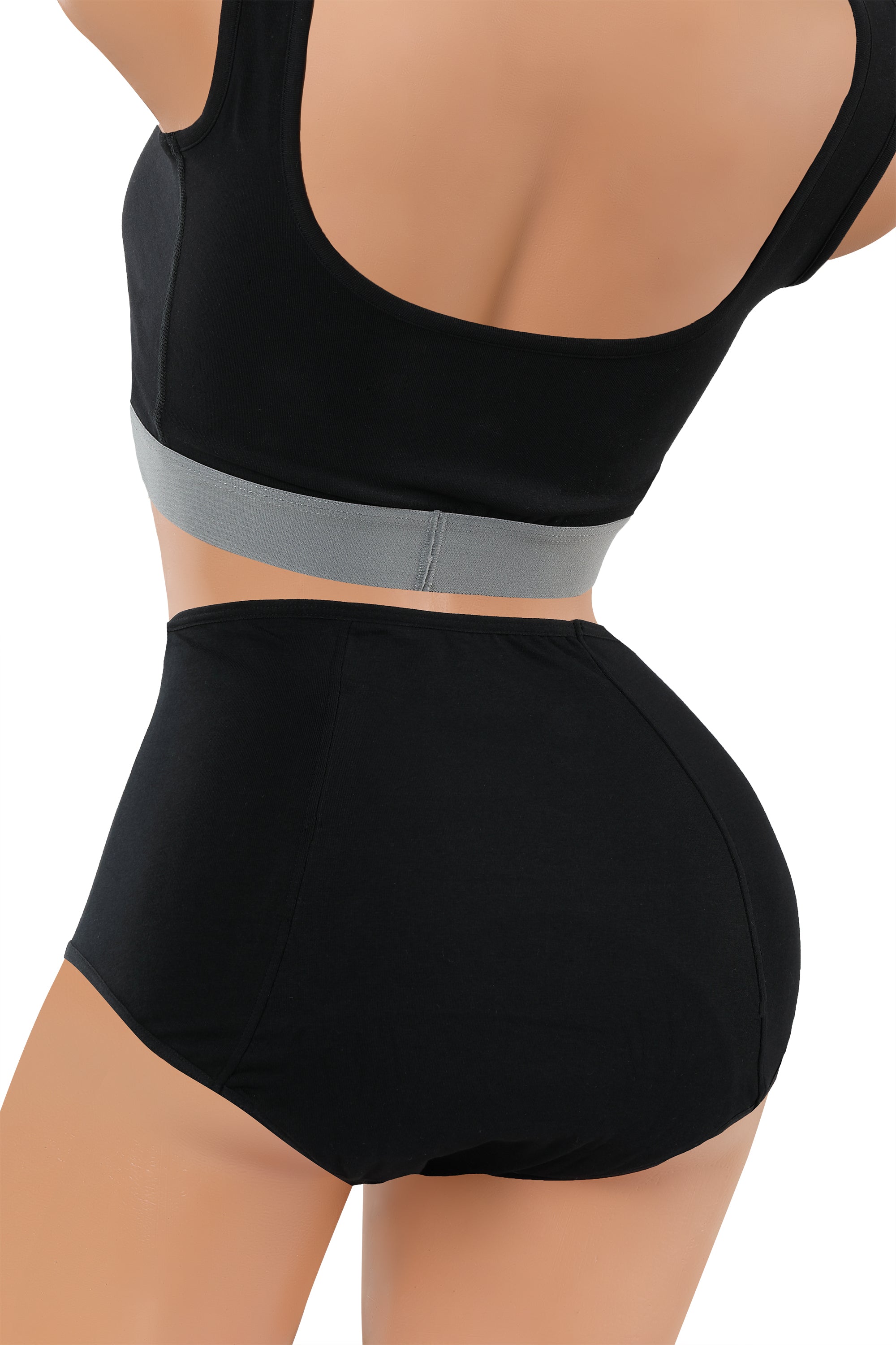 2-Pack Periodenslip Bio-Baumwolle schwarz High waist
