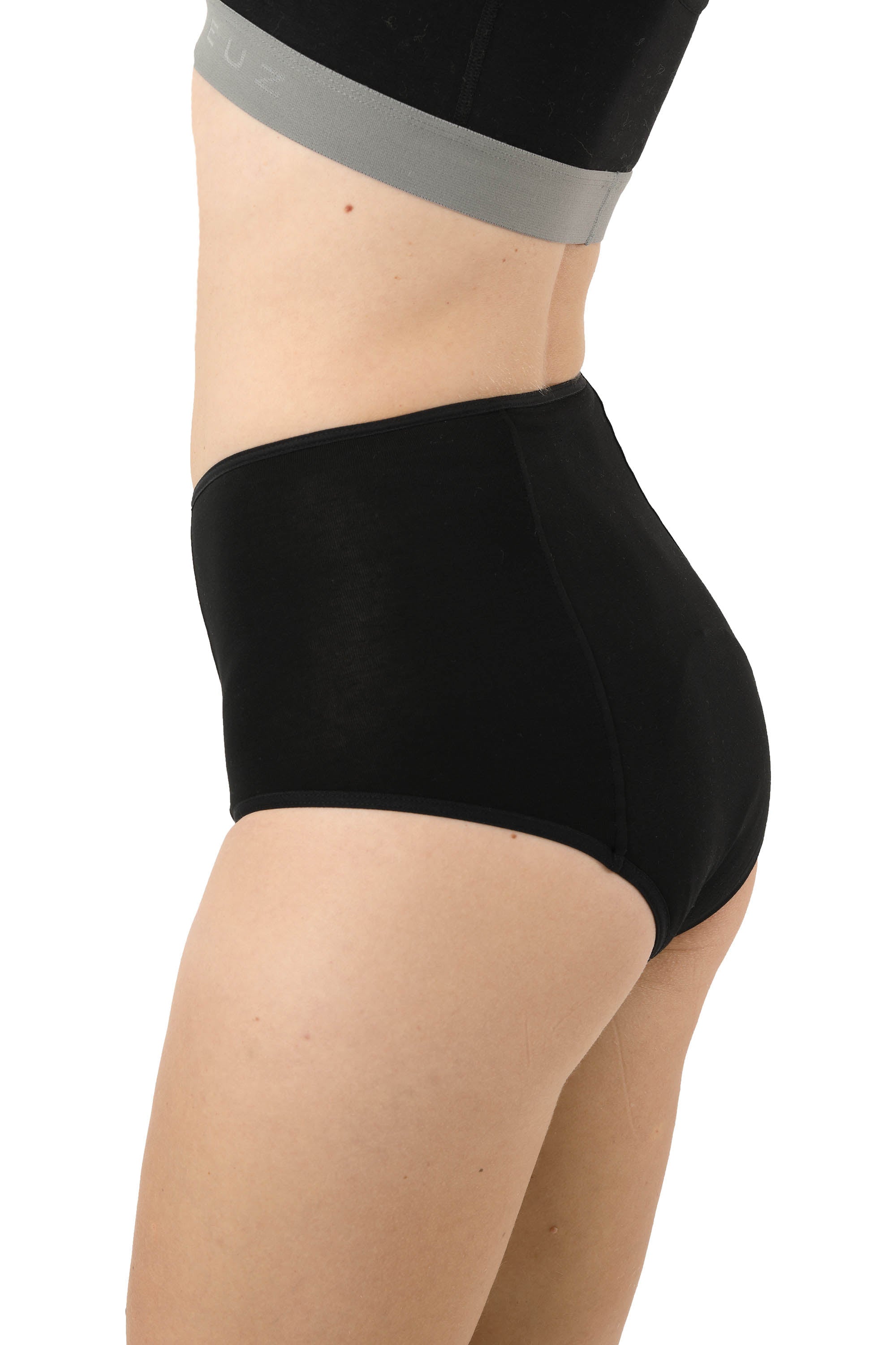 2-Pack Periodenslip Bio-Baumwolle schwarz High waist