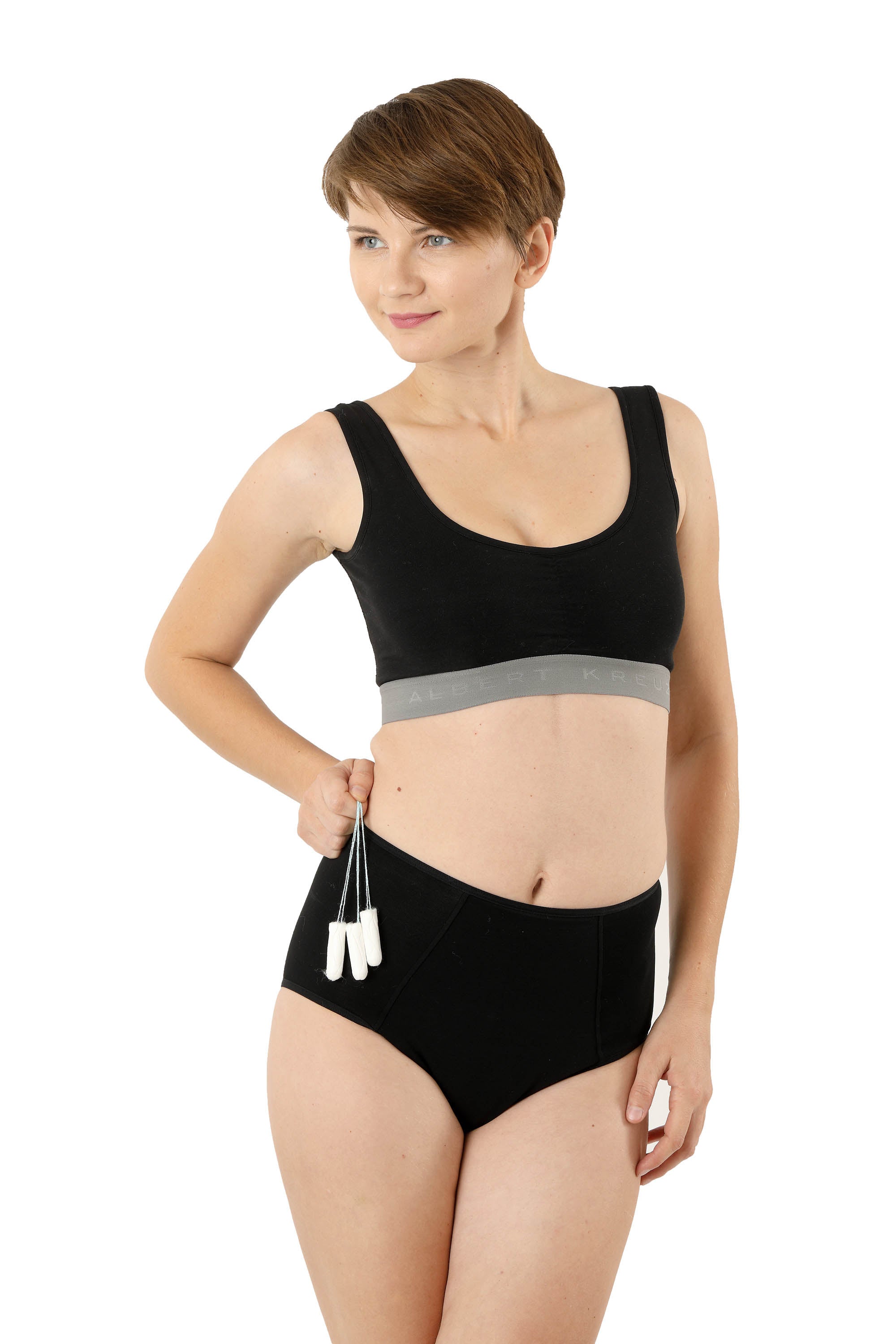 2-Pack Periodenslip Bio-Baumwolle schwarz High waist