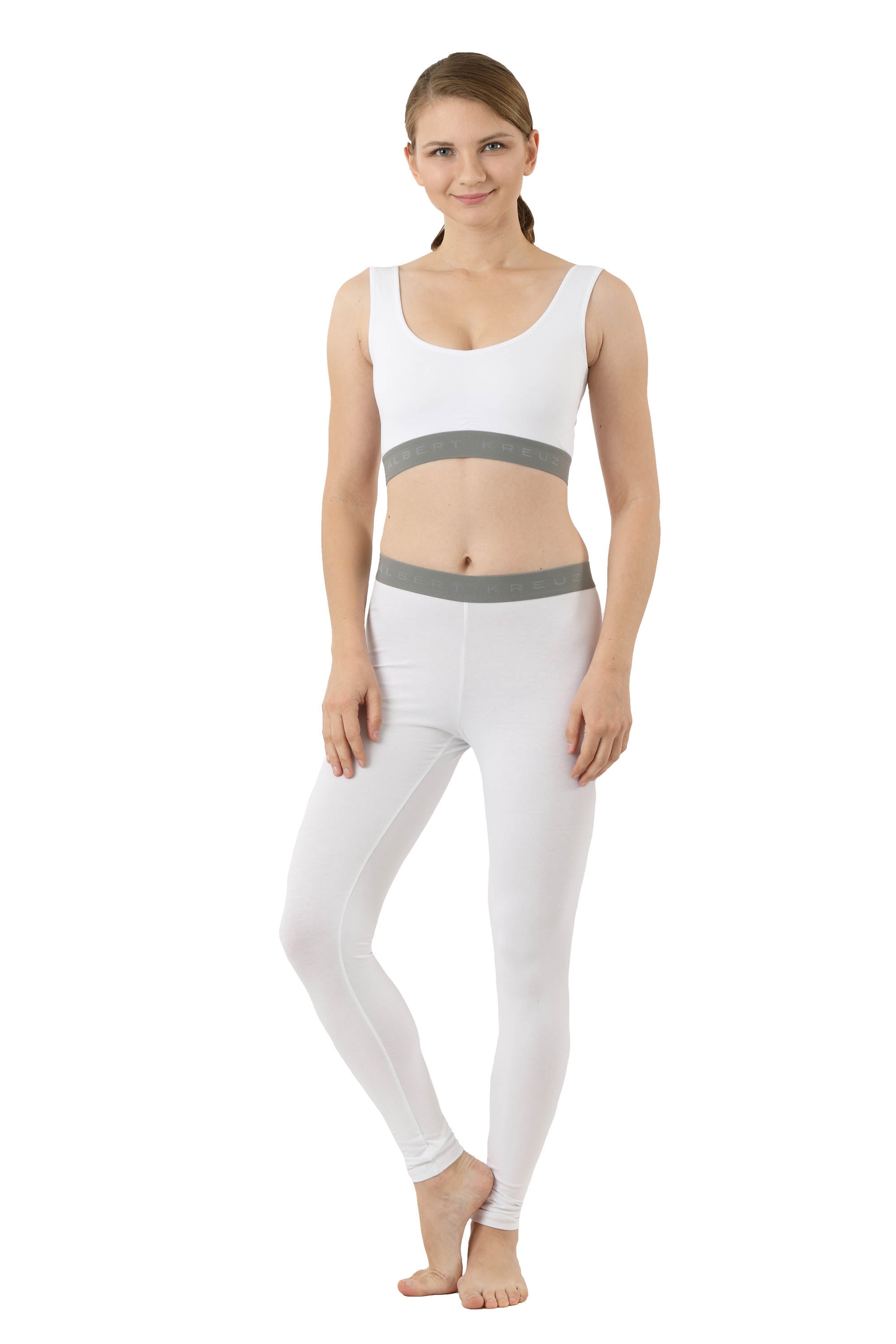 Leggings lange Unterhose Bio-Strechbaumwolle weiß