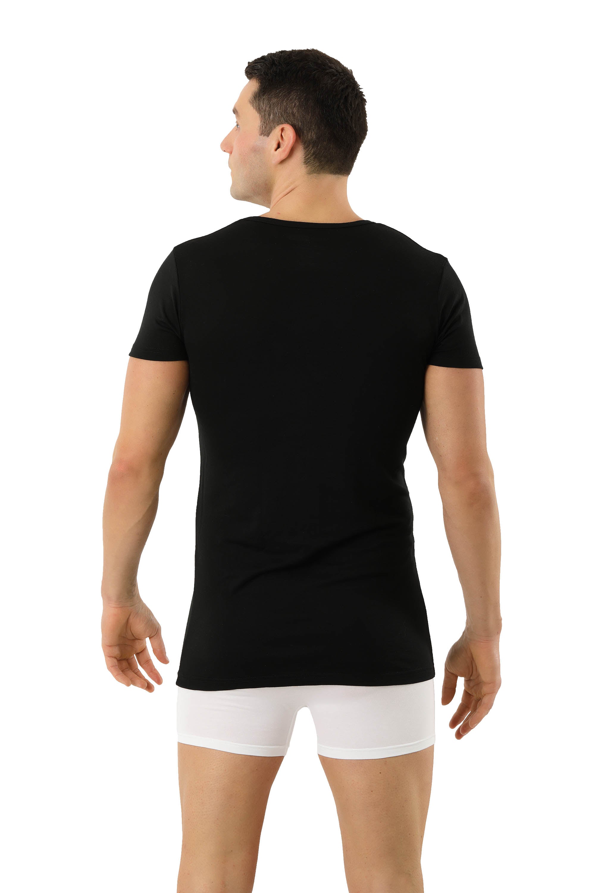 Funktionsunterhemd V-Ausschnitt Merinowolle-TENCEL™ Lyocell Schwarz