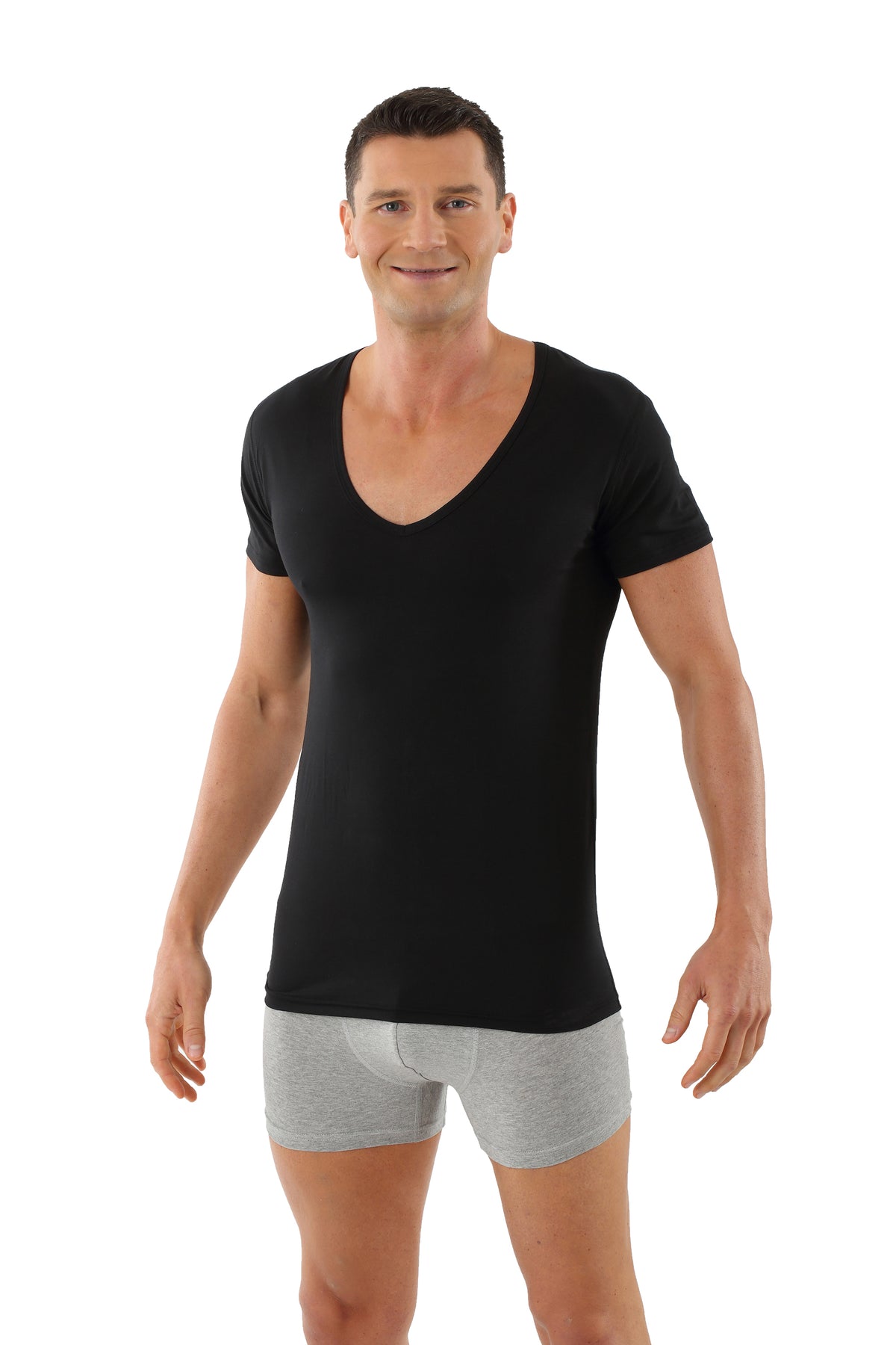 Maglietta intima scollo a V Manica corta Uomo · Performance Merino-TENCEL™ Auckland Nero