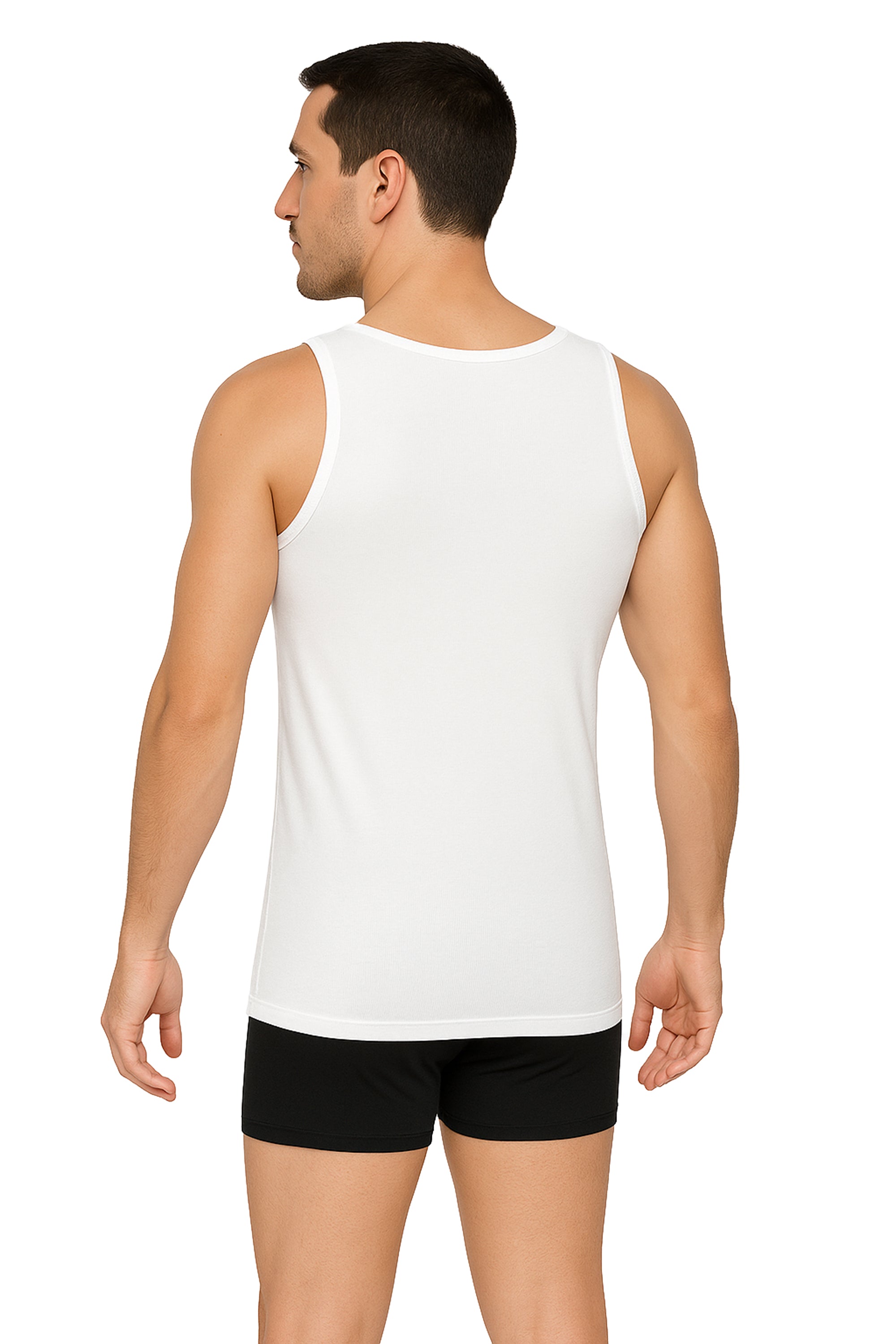 Herren Träger-Unterhemd Weiß 100% Bio-Baumwolle Feinripp