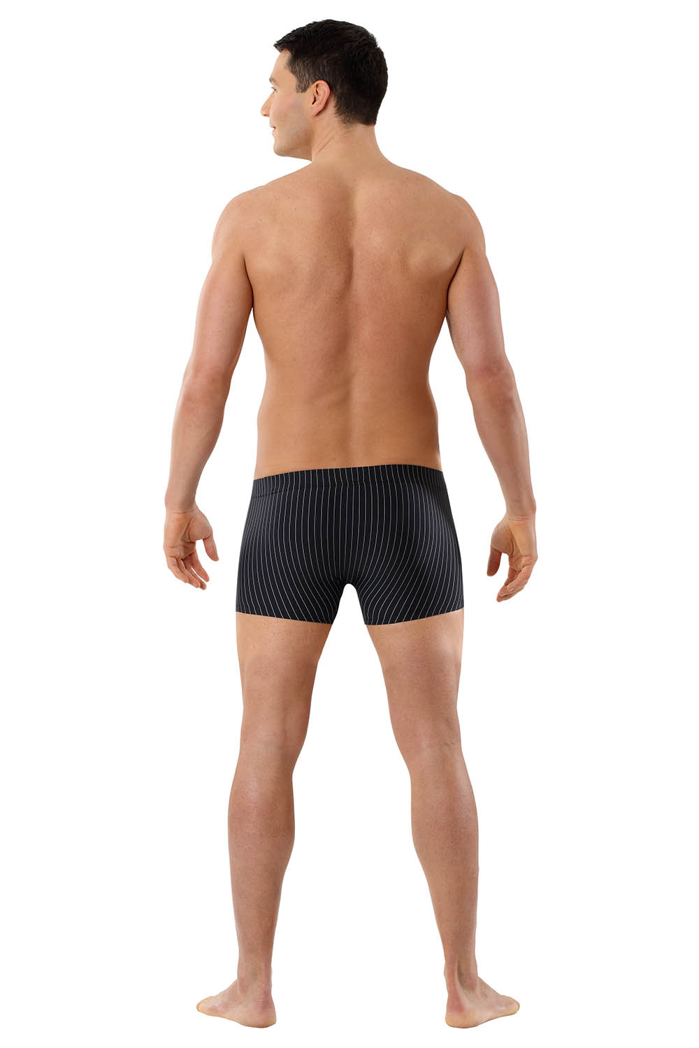 Microfaser Retro-Shorts "Business" Schwarz mit Nadelstreifen