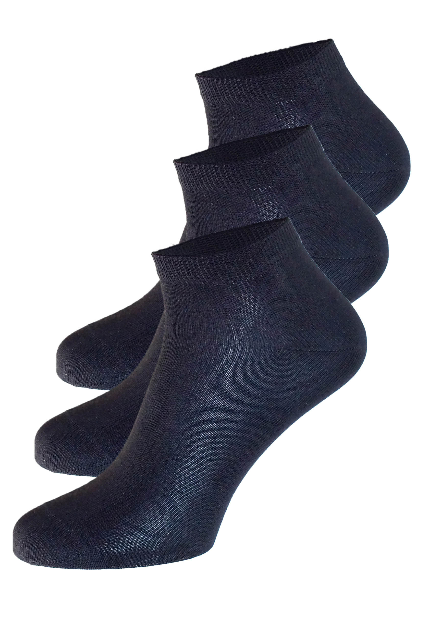 3-Pack Sneaker Socken merzerisierte Baumwollle schwarz