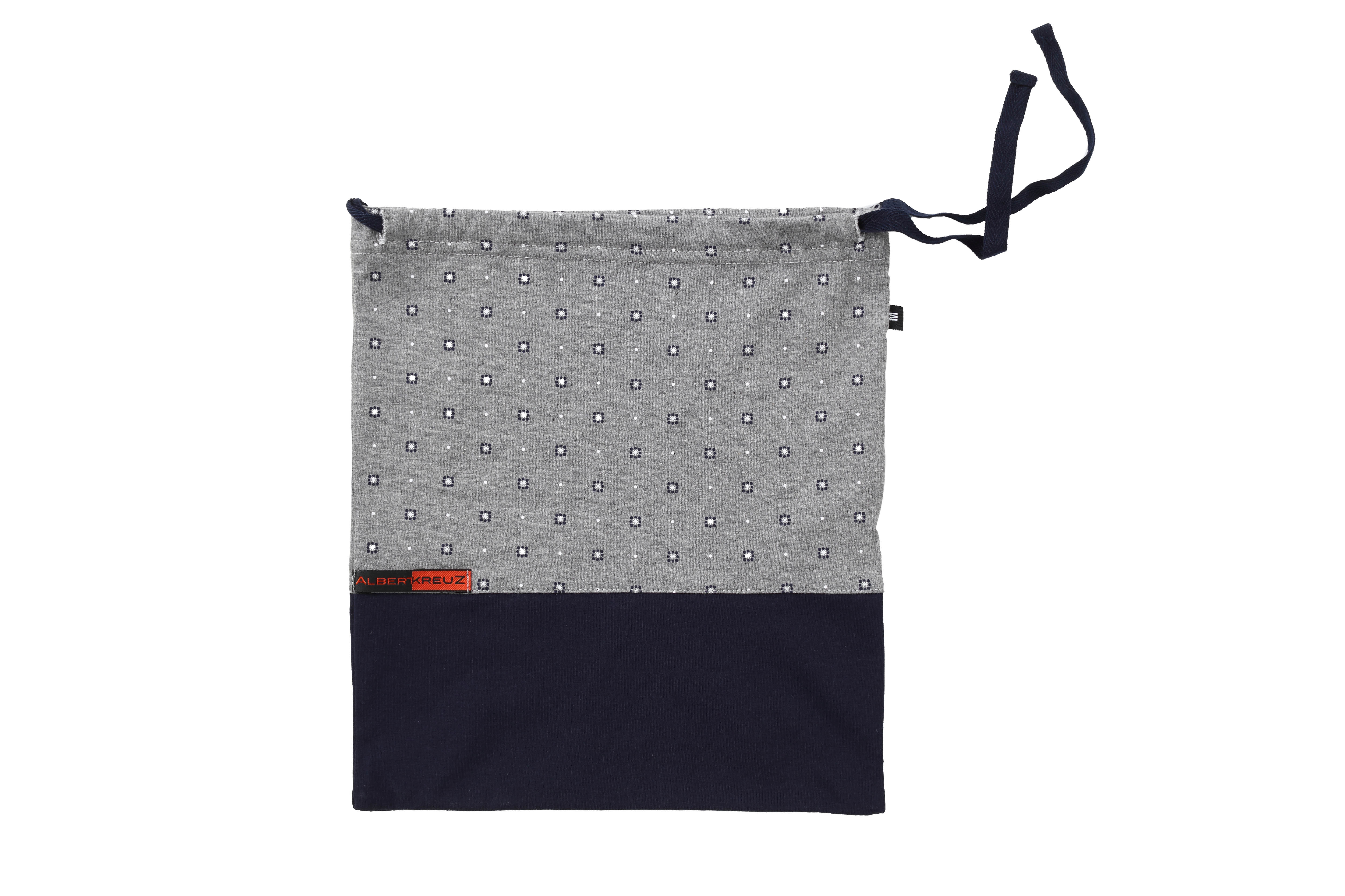 Herren Schlafanzug Kurzarm mit kurzen Hosen Stretch-Baumwolle, Marine-Grau gemustert