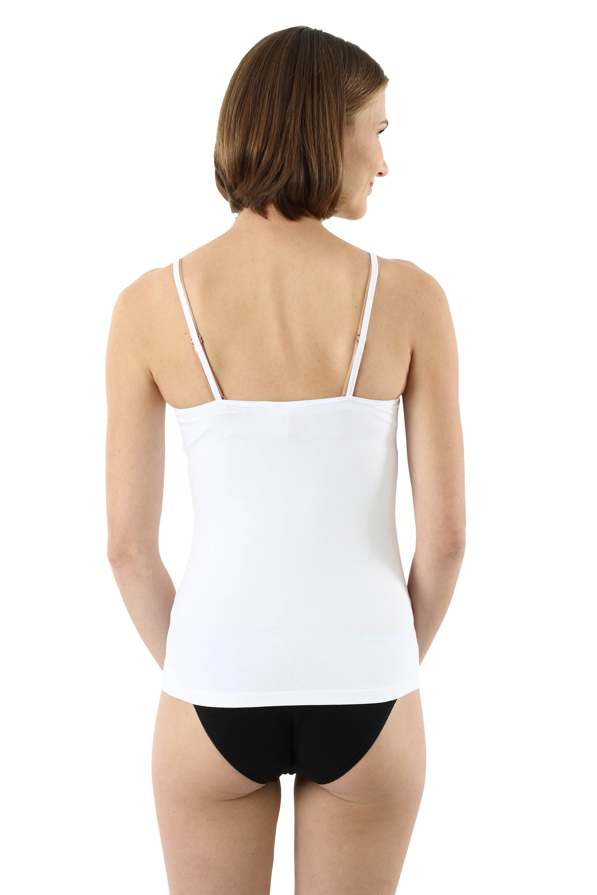 Damen Spaghetti Top weiß Stretch-Baumwolle