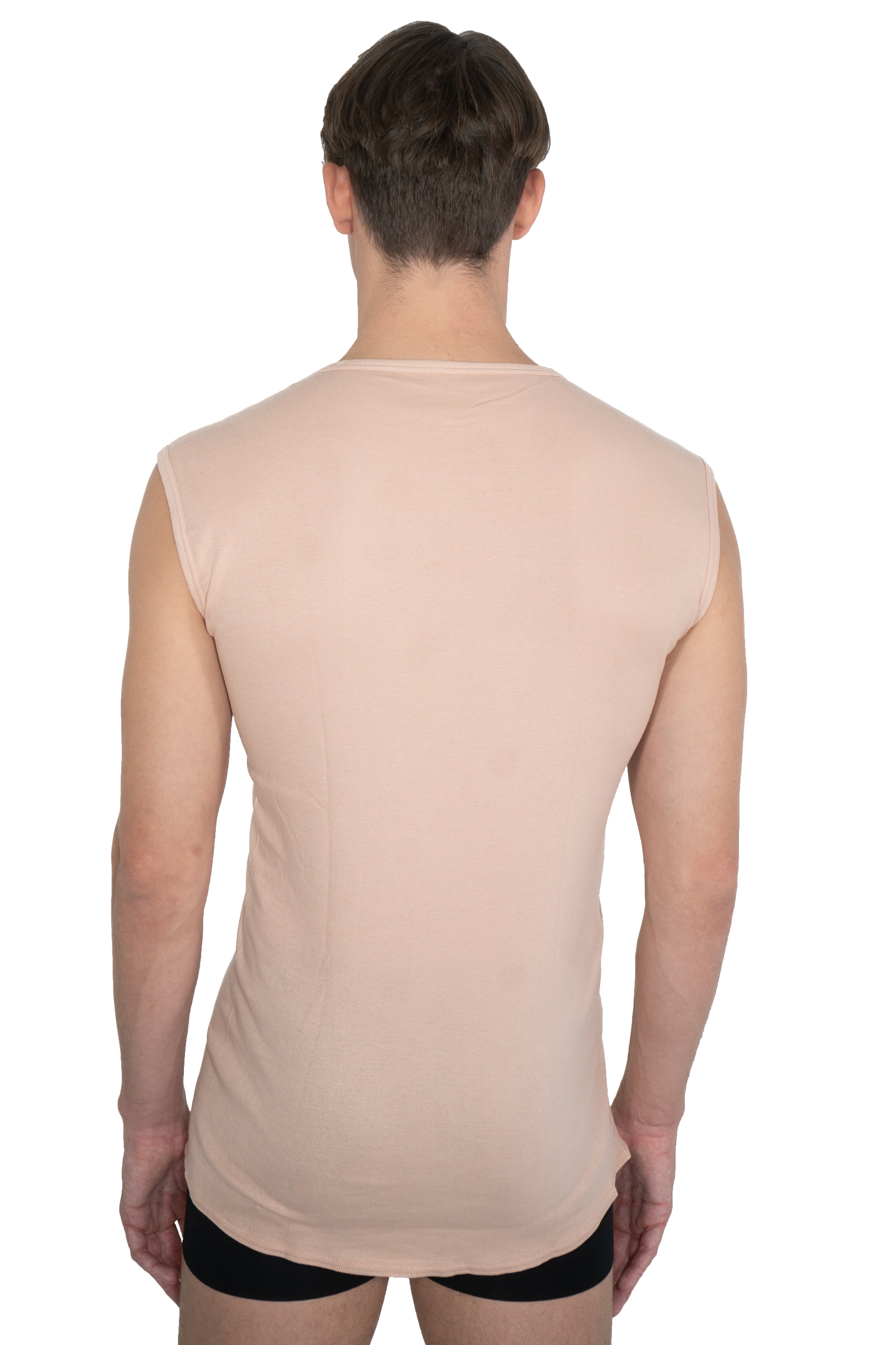 Herren Unterhemd unsichtbar 100% Bio-Baumwolle ohne Arm V-Ausschnitt