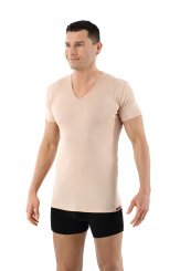 Maglietta intima invisibile scollo a v maniche corte 100% cotone biologico 