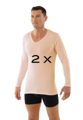 Set di 2 magliette maniche lunghe con scollatura a V beige 