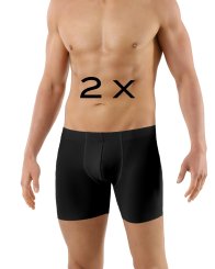 Set di 2 Boxer shorts senza cuciture a taglio vivo cotone elasticizzato color nero 