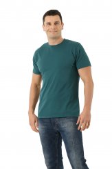 T-Shirt maglietta in cotone organico fine con scollo rotondo color verde 