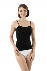 Canottiera con spalline sottili cotone elasticizzato nero 