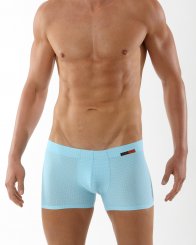 Boxer microfibra "Sylt" celesti con quadrettini bianchi 