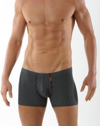 Boxer in microfibra "Sylt" a righe nero-grigio-blu 
