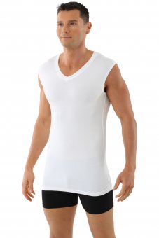 Maglietta intima da uomo, scollo a V senza maniche "Stuttgart light" bianca 