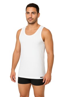 anottiera Business da Uomo con Spalline in Bianco – 100% Cotone Biologico 