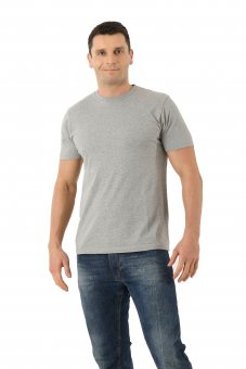 T-Shirt maglietta in cotone organico fine con scollo rotondo color grigio 