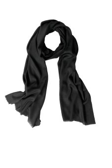 Sciarpa lana cashmere legerissima da donna e uomo color nero, ca. 200 x 73 cm 