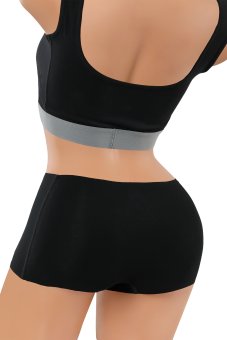 Set di 3 Culotte a pantaloncino senza cuciture a taglio vivo cotone elasticizzato color nero