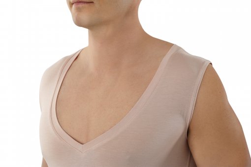 ABAFIP Canotta Uomo In Pizzo Trasparente Con Scollo A V E Spalline Regolabili - Taglie M-2XL