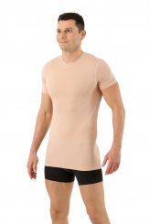 Maglietta intima invisibile tessuto tecnico Cool Clima maniche corte scollo rotondo color carne 