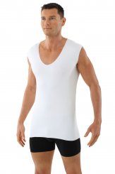Canottiera intima senza cuciture a taglio vivo scollo a v extra profondo - senza maniche cotone elasticizzato color bianco 