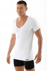 Maglietta intima "Hamburg" con scollatura a V extra profonda "deep-v-neck-shirt" bianca 