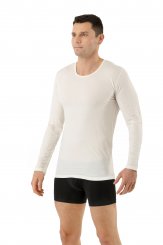 Maglietta intima termica transpirante maniche lunghe lana merino-TENCEL™ Lyocell bianco lana 