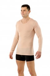 Maglietta intima termica transpirante maniche lunghe lana merino-TENCEL™ Lyocell color carne 