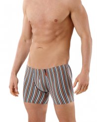 Boxer in microfibra "Sylt" a righe arancione-nero-grigio 